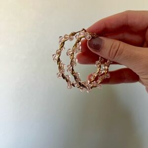 Elegant Gold and Pink Hoop Earrings